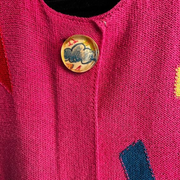 RARE Vintage St. John Knit Duster - 80s/90s Art Deco Geometric Statement Sweater - Picture 4 of 8